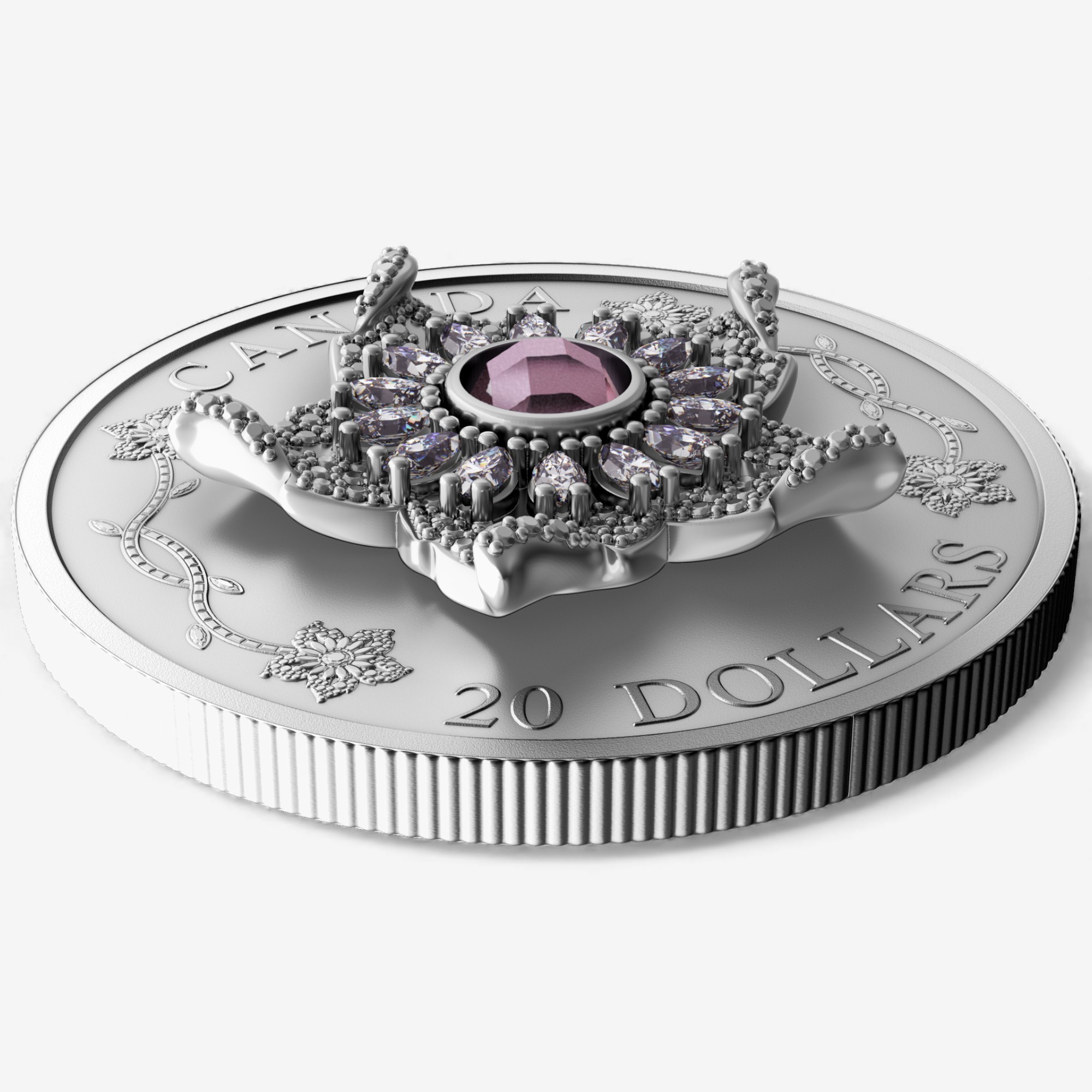 2025 $20 Crown Jewels Fine Silver Coin, Williamson Diamond Brooch