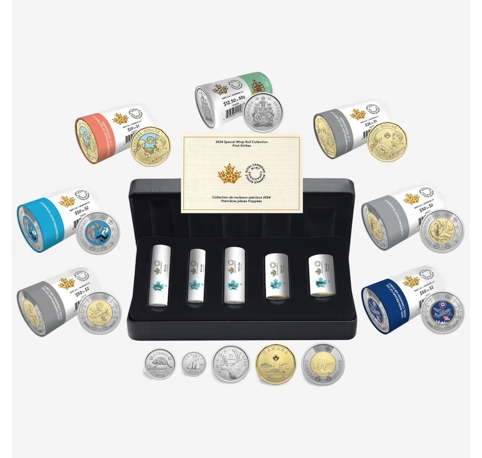Image 727046.jpg, Product 727-046 / Price $699.95, Complete 2024 Special Wrap Coin Collection Including all First-Strikes, Half-Dollars and Commemoratives (total 12 mint rolls, 355 coins) from Royal Canadian Mint (RCM) on TSC.ca's Coins department