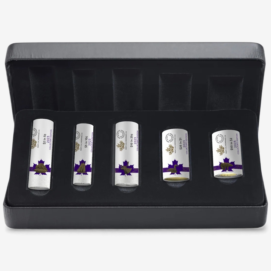 Image 727047_ALTMORE14.jpg, Product 727-047 / Price $999.95, Complete 2023 Special Wrap Coin Collection Including all First-Strikes, Half-Dollars and Commemoratives Queen Elizabeth and King Charles Issues (total 18 mint rolls, 560 coins) from Royal Canadian Mint (RCM) on TSC.ca's Coins department
