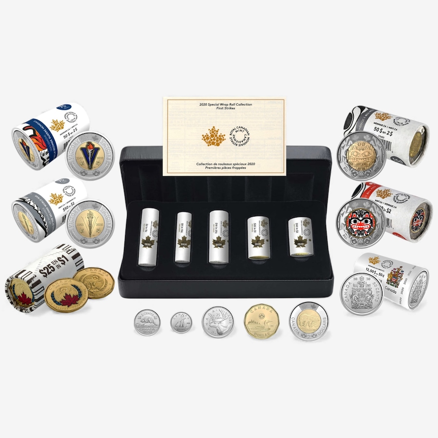 Image 727050.jpg, Product 727-050 / Price $649.95, Complete 2020 Special Wrap Coin Collection Including all First-Strikes, Half-Dollars and Commemoratives (total 11 mint rolls, 330 coins) from Royal Canadian Mint (RCM) on TSC.ca's Coins department