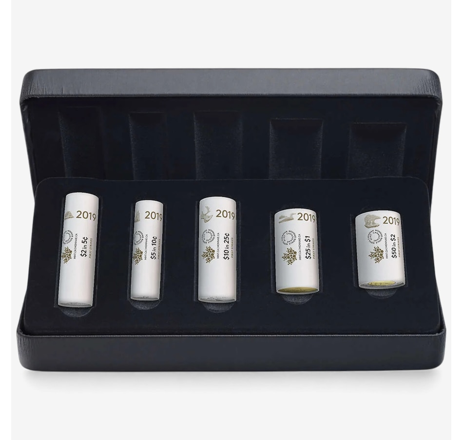 Image 727051_ALTMORE10.jpg, Product 727-051 / Price $499.95, Complete 2019 Special Wrap Coin Collection Including all First-Strikes, Half-Dollars and Commemoratives (total of nine mint rolls, 355 coins) from Royal Canadian Mint (RCM) on TSC.ca's Coins department