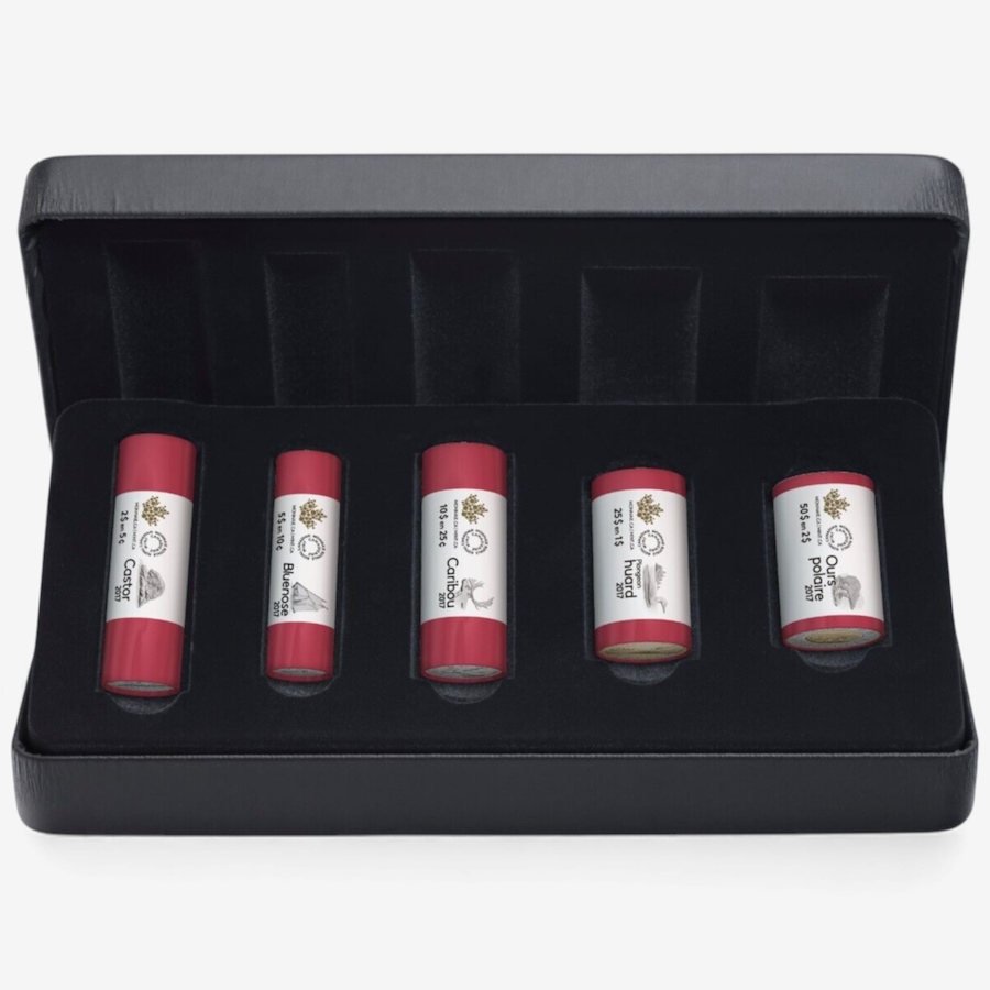 Image 727052_ALTMORE15.jpg, Product 727-052 / Price $749.95, Complete 2017 Mint Roll Collection Including Regular Design First-Strikes, All Canada 150 Commemoratives, Half-Dollars and Other Commemoratives (total 12 mint rolls plus additional coins, 425 coins) from Royal Canadian Mint (RCM) on TSC.ca's Coins department