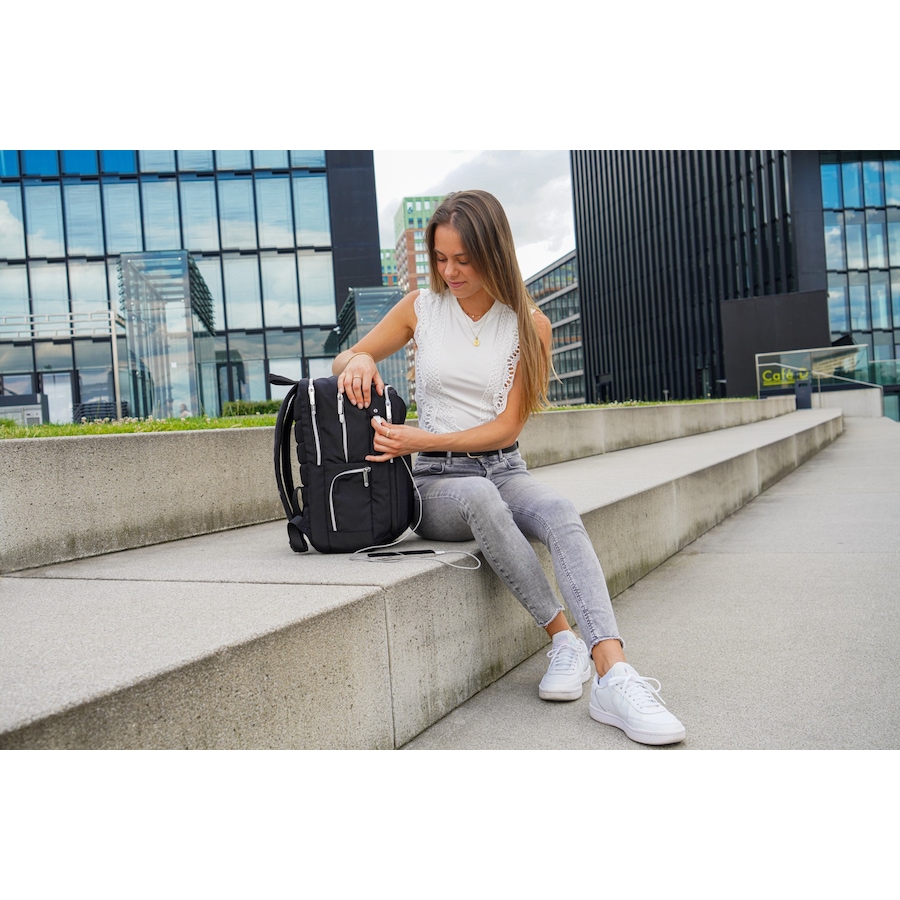 Image 727083_ALTMORE11.jpg, Product 727-083 / Price $139.99, Swiss Digital Katy Rose Black Platinum Backpack with SD Finder Keychain from Swiss digital on TSC.ca's Home & Garden department
