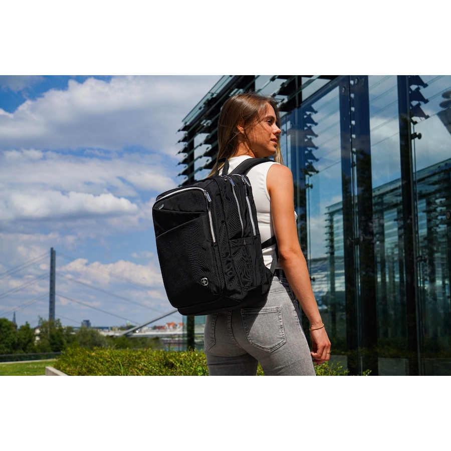 Image 727083_ALTMORE14.jpg, Product 727-083 / Price $139.99, Swiss Digital Katy Rose Black Platinum Backpack with SD Finder Keychain from Swiss digital on TSC.ca's Home & Garden department