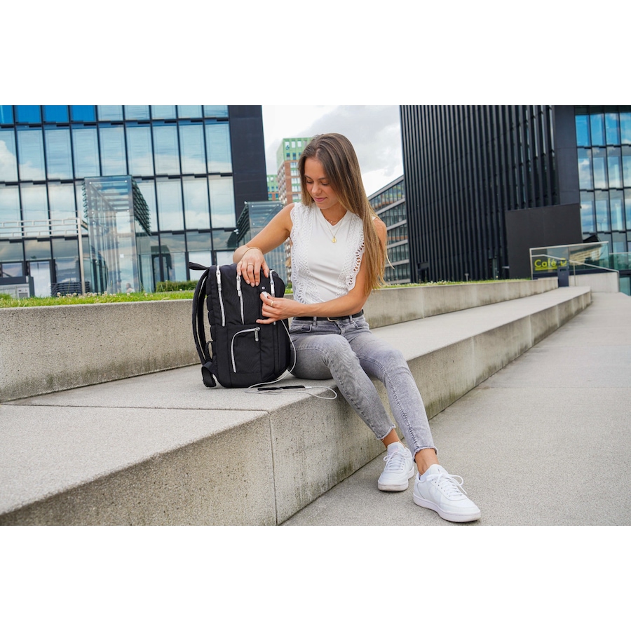 Image 727083_ALTMORE15.jpg, Product 727-083 / Price $139.99, Swiss Digital Katy Rose Black Platinum Backpack with SD Finder Keychain from Swiss digital on TSC.ca's Home & Garden department