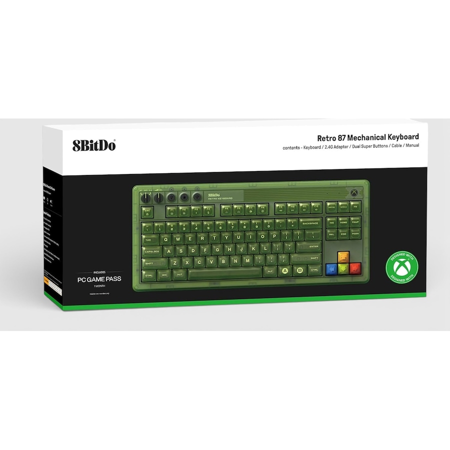 Image 727107_ALTMORE7.jpg, Product 727-107 / Price $169.99, 8BitDo Retro 87 Mechanical Keyboard for Windows/Android (Xbox edition, green) from 8BitDo on TSC.ca's Electronics department