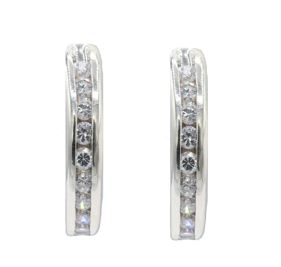 Image 727160.jpg, Product 727-160 / Price $99.99, Diamonelle Sterling Silver Channel Set Round Diamonelle Hoop Earrings from Diamonelle on TSC.ca's Jewellery department
