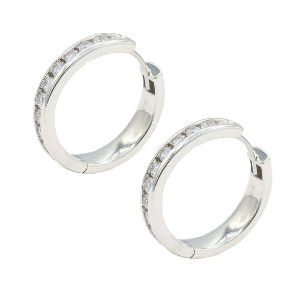 Image 727160_ALTMORE1.jpg, Product 727-160 / Price $99.99, Diamonelle Sterling Silver Channel Set Round Diamonelle Hoop Earrings from Diamonelle on TSC.ca's Jewellery department