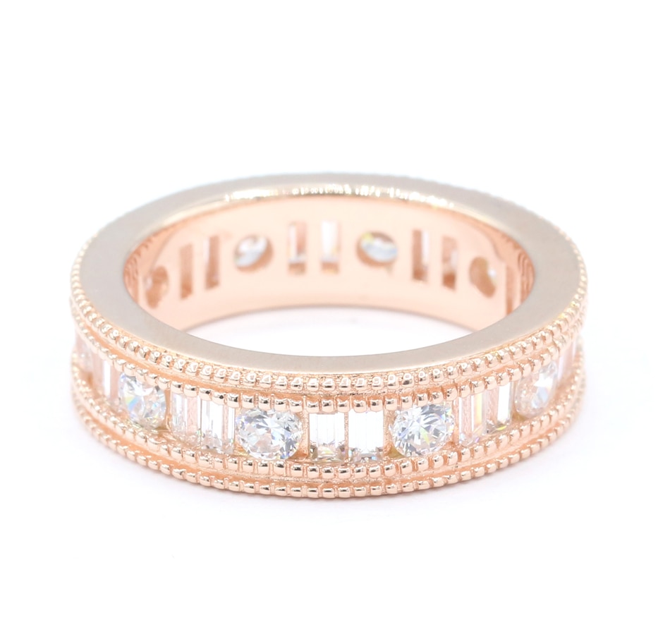 Jewellery - Rings - Baguette - Diamonelle Sterling Silver Round & Baguette  Diamonelle Band Ring - Online Shopping for Canadians