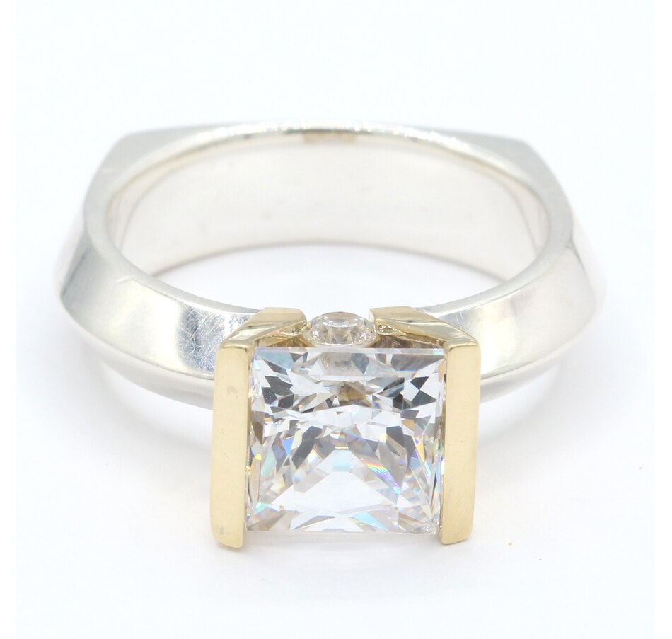 Jewellery - Rings - Solitaire - Diamonelle Sterling Silver Two Tone 