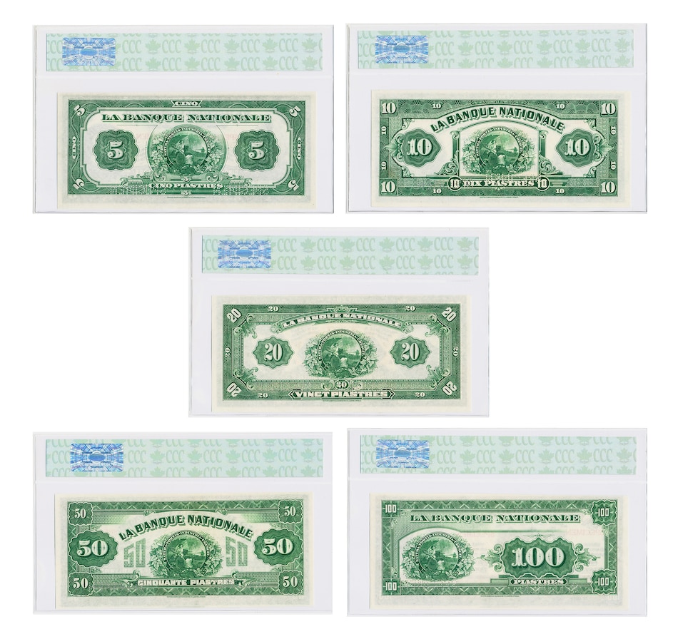 Image 727276_ALTMORE1.jpg, Product 727-276 / Price $3,795.00, 1922 National Bank $5, $10, $20, $50, $100 Complete Rare Specimen Chartered Bank Note Set from The Coin Show with Steven Bromberg on TSC.ca's Coins department