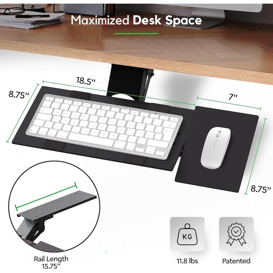 Image 727289_ALTMORE2.jpg, Product 727-289 / Price $149.99, Uncaged Ergonomics KT1 Under Desk StandUp Keyboard with Negative Tilt from Uncaged Ergonomics on TSC.ca's Electronics department