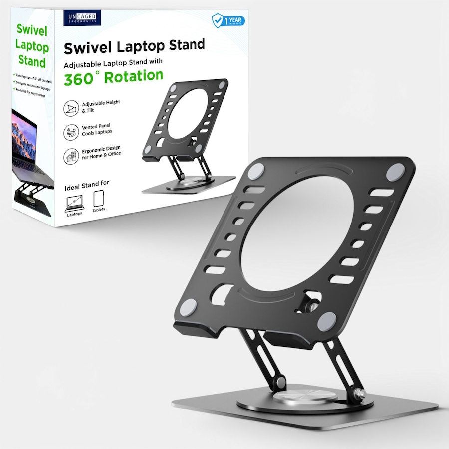 Image 727291_BLK.jpg, Product 727-291 / Price $39.99, Uncaged Ergonomics Swivel Adjustable Laptop Stand from Uncaged Ergonomics on TSC.ca's Electronics department