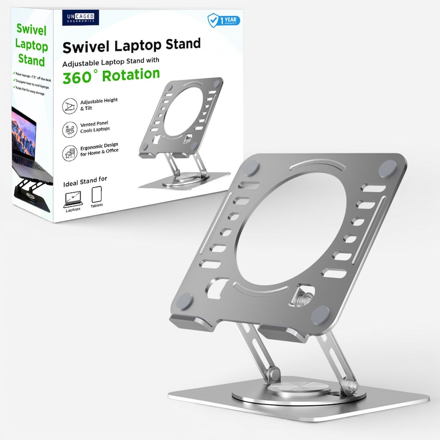 Image 727291_SIL.jpg, Product 727-291 / Price $39.99, Uncaged Ergonomics Swivel Adjustable Laptop Stand from Uncaged Ergonomics on TSC.ca's Electronics department