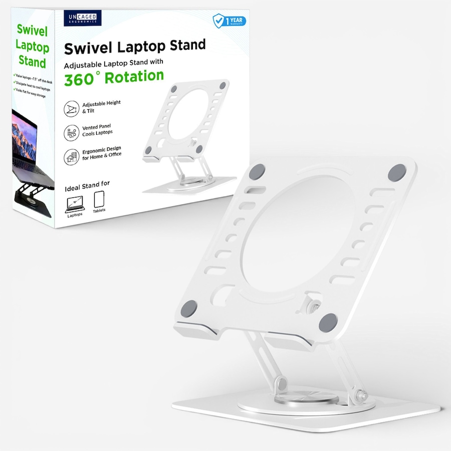 Image 727291_WHT.jpg, Product 727-291 / Price $39.99, Uncaged Ergonomics Swivel Adjustable Laptop Stand from Uncaged Ergonomics on TSC.ca's Electronics department