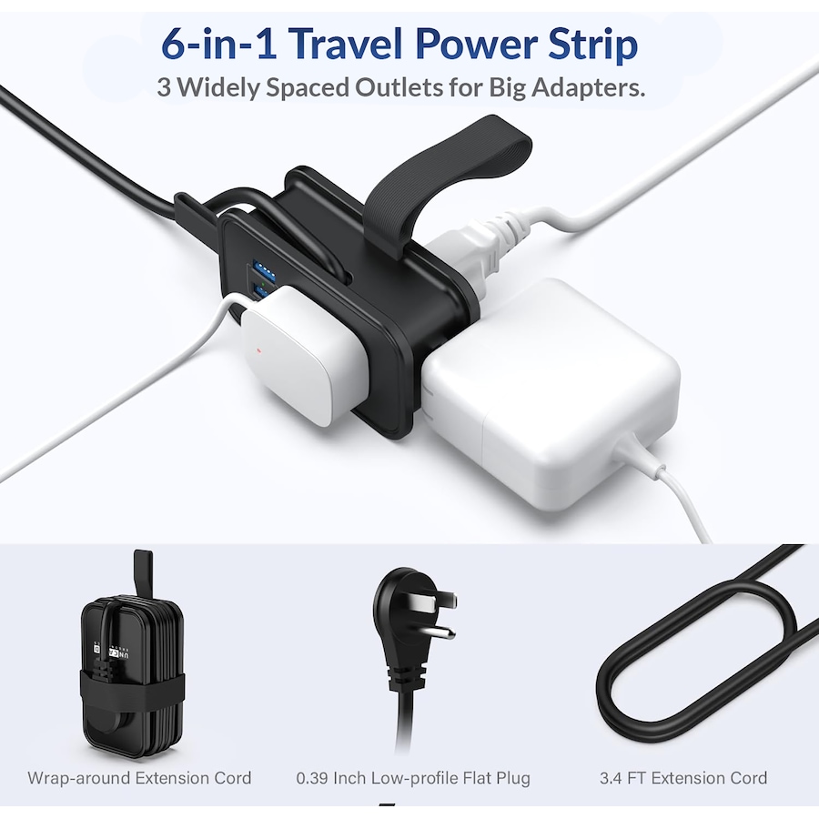 Image 727295_ALTMORE4.jpg, Product 727-295 / Price $49.99, Uncaged Ergonomics Travel Charger Power Strip from Uncaged Ergonomics on TSC.ca's Electronics department