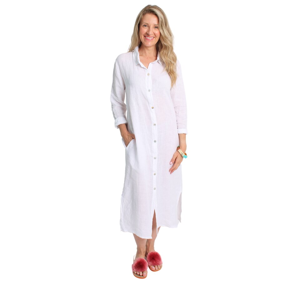 Image 727412_WHT.jpg, Product 727-412 / Price $155.00, Lemonwood Postiano Linen Button Dress from Lemonwood on TSC.ca's Clothing & Shoes department