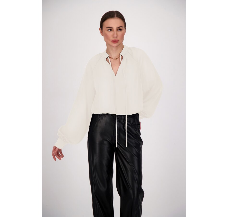 Image 727475_IVR.jpg, Product 727-475 / Price $212.00, Amanda Maria Neck Tie Blouse from Amanda Maria on TSC.ca's Fashion department