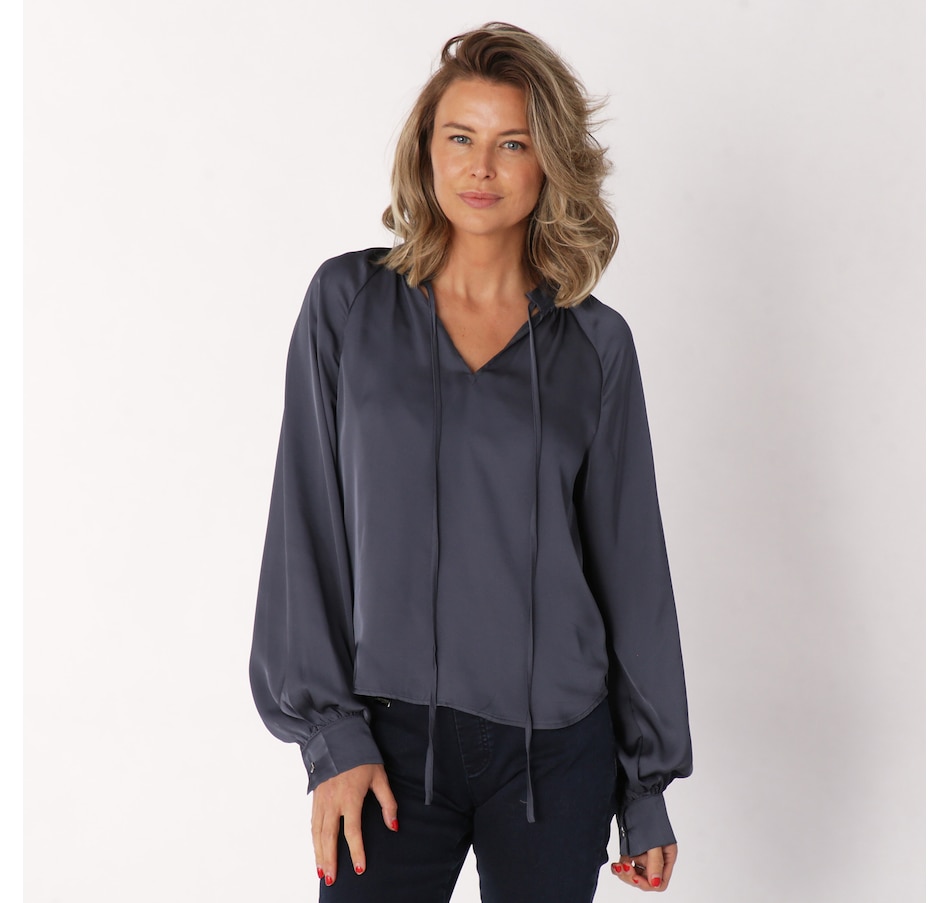 Image 727475_MID.jpg, Product 727-475 / Price $212.00, Amanda Maria Neck Tie Blouse from Amanda Maria on TSC.ca's Fashion department