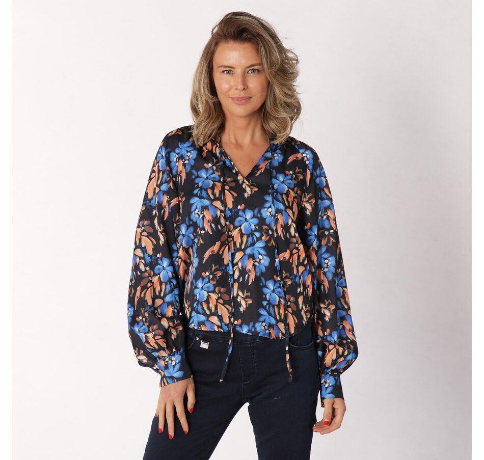 Image 727475_PAIBE.jpg, Product 727-475 / Price $212.00, Amanda Maria Neck Tie Blouse from Amanda Maria on TSC.ca's Fashion department
