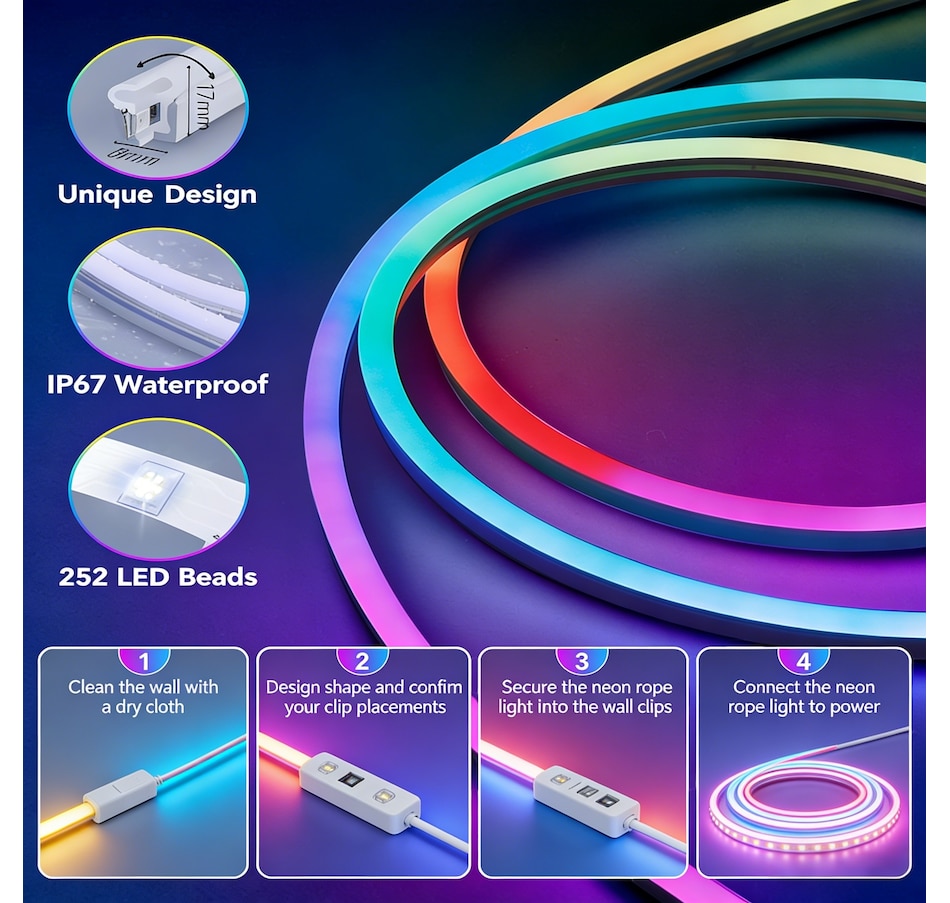Image 727585_ALTMORE4.jpg, Product 727-585 / Price $39.99, Govee Segmented Colour Control Wi-Fi RGBIC 9.8' LED Strip Lights from Govee on TSC.ca's Home & Garden department