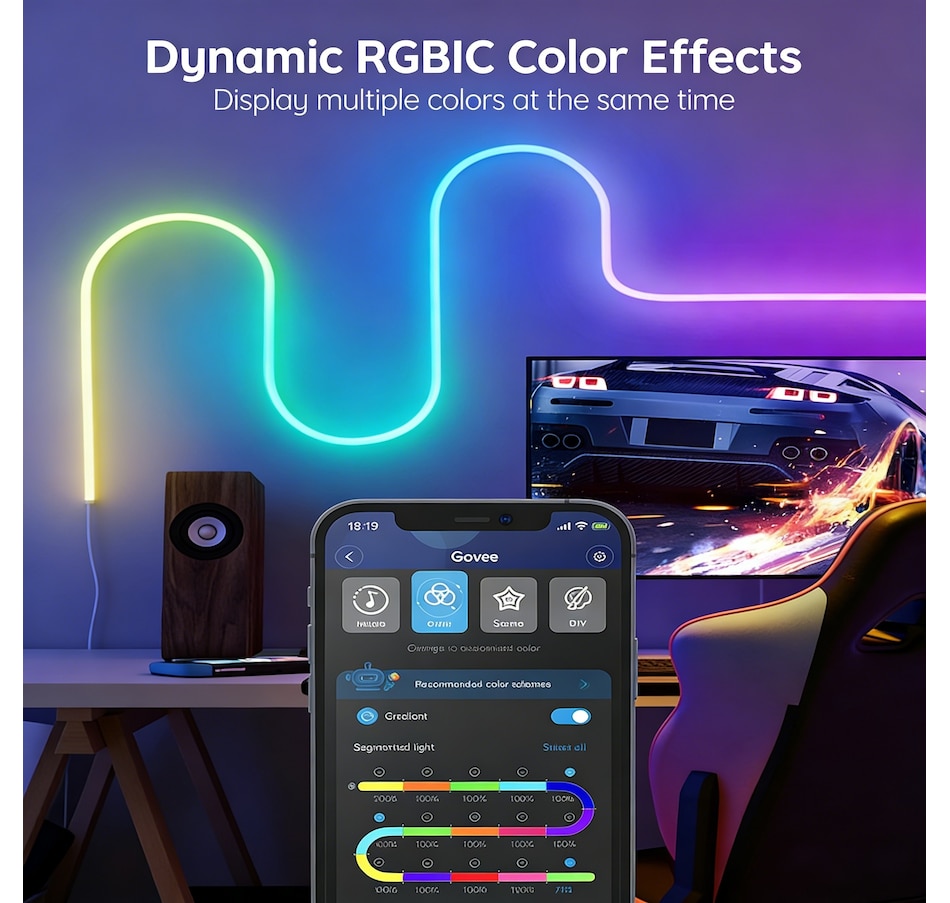 Image 727585_ALTMORE6.jpg, Product 727-585 / Price $39.99, Govee Segmented Colour Control Wi-Fi RGBIC 9.8' LED Strip Lights from Govee on TSC.ca's Home & Garden department