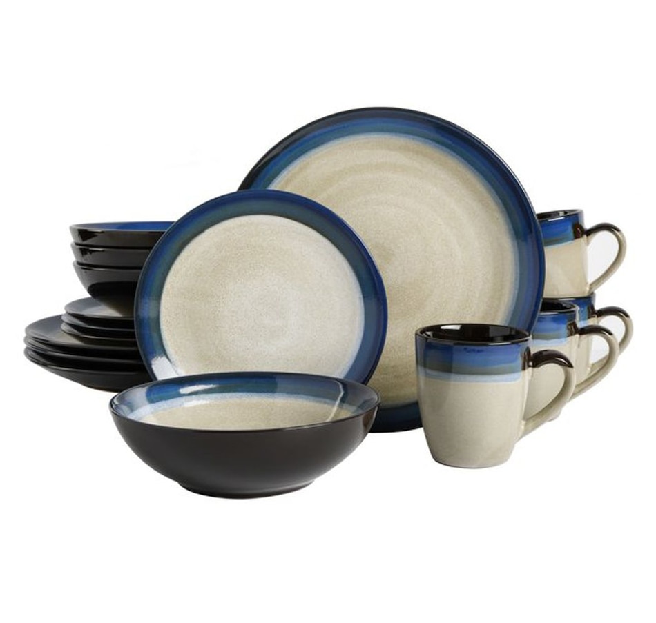 Image 727729_ALTMORE1.jpg, Product 727-729 / Price $74.99, Terra Bella 16-Piece Dinnerware Set (cream, blue rim, stoneware) on TSC.ca's Kitchen department