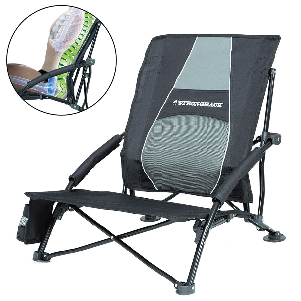 Home Garden Outdoor Living Outdoor Furniture Tables Chairs Strongback Low Gravity Folding Outdoor Chair Black Grey TSC Online Shopping for Canadians
