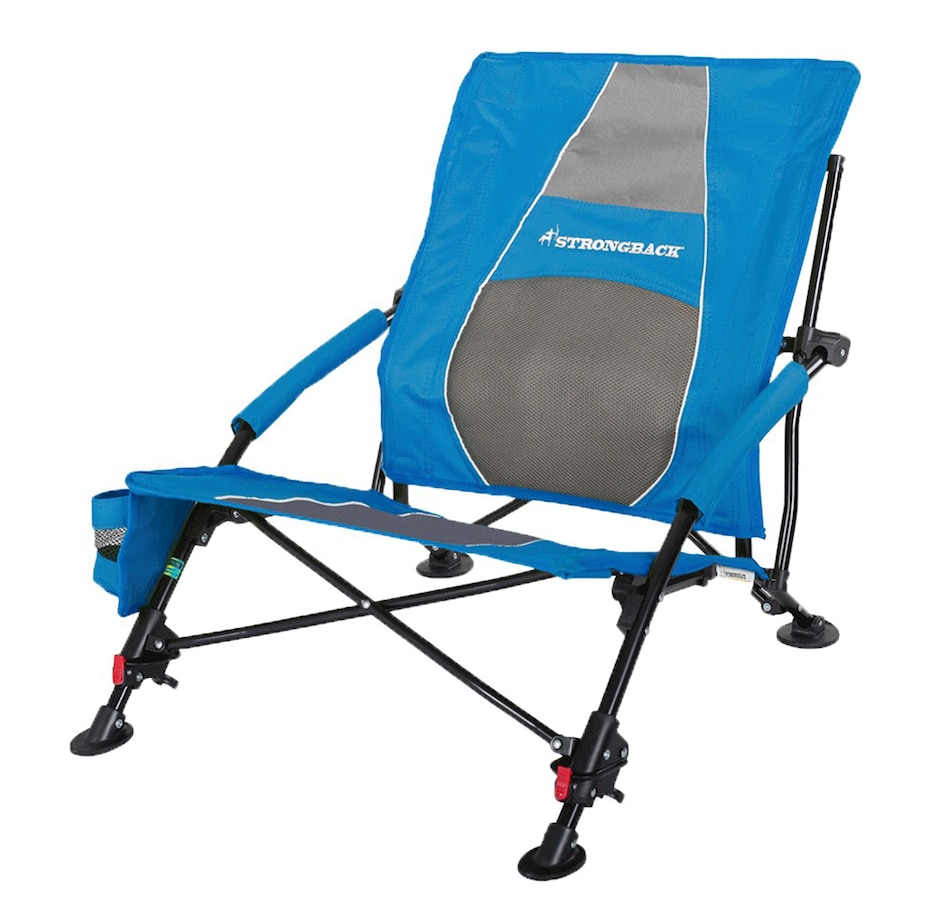 Image 727863.jpg, Product 727-863 / Price $169.00, Strongback Low G Recliner Folding Outdoor Chair (blue/grey) from Strongback on TSC.ca's Home & Garden department