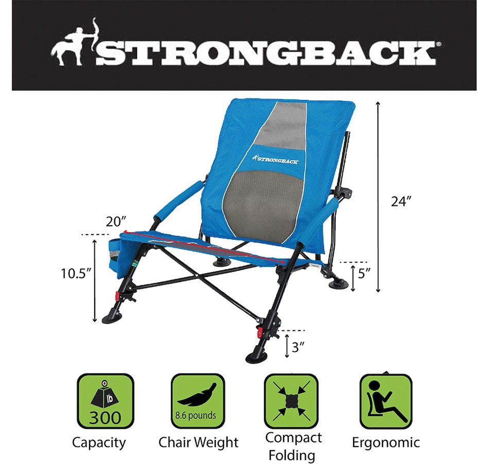 Image 727863_ALTMORE2.jpg, Product 727-863 / Price $169.00, Strongback Low G Recliner Folding Outdoor Chair (blue/grey) from Strongback on TSC.ca's Home & Garden department