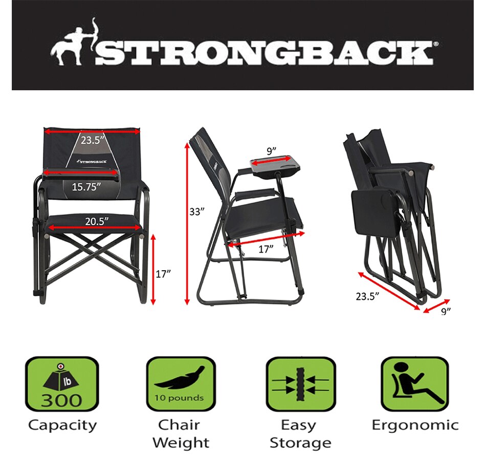 Image 727867_ALTMORE4.jpg, Product 727-867 / Price $279.00, Strongback Director Folding Outdoor Chair (black/grey) from Strongback on TSC.ca's Home & Garden department
