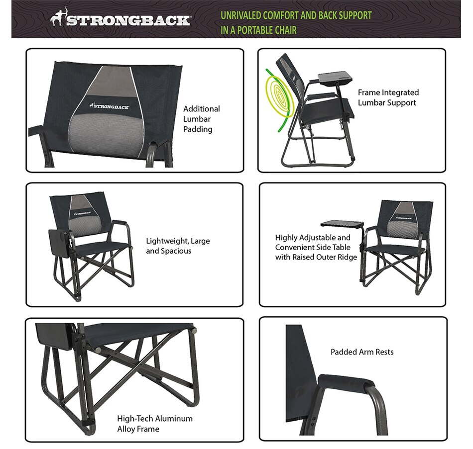 Image 727867_ALTMORE6.jpg, Product 727-867 / Price $279.00, Strongback Director Folding Outdoor Chair (black/grey) from Strongback on TSC.ca's Home & Garden department