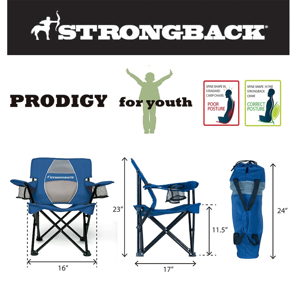 Image 727871_ALTMORE3.jpg, Product 727-871 / Price $139.00, Strongback Prodigy Youth Folding Outdoor Chair (navy/grey) from Strongback on TSC.ca's Home & Garden department