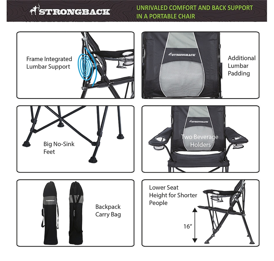 Image 727878_ALTMORE2.jpg, Product 727-878 / Price $189.00, Strongback Guru Folding Outdoor Chair (black/grey) from Strongback on TSC.ca's Home & Garden department