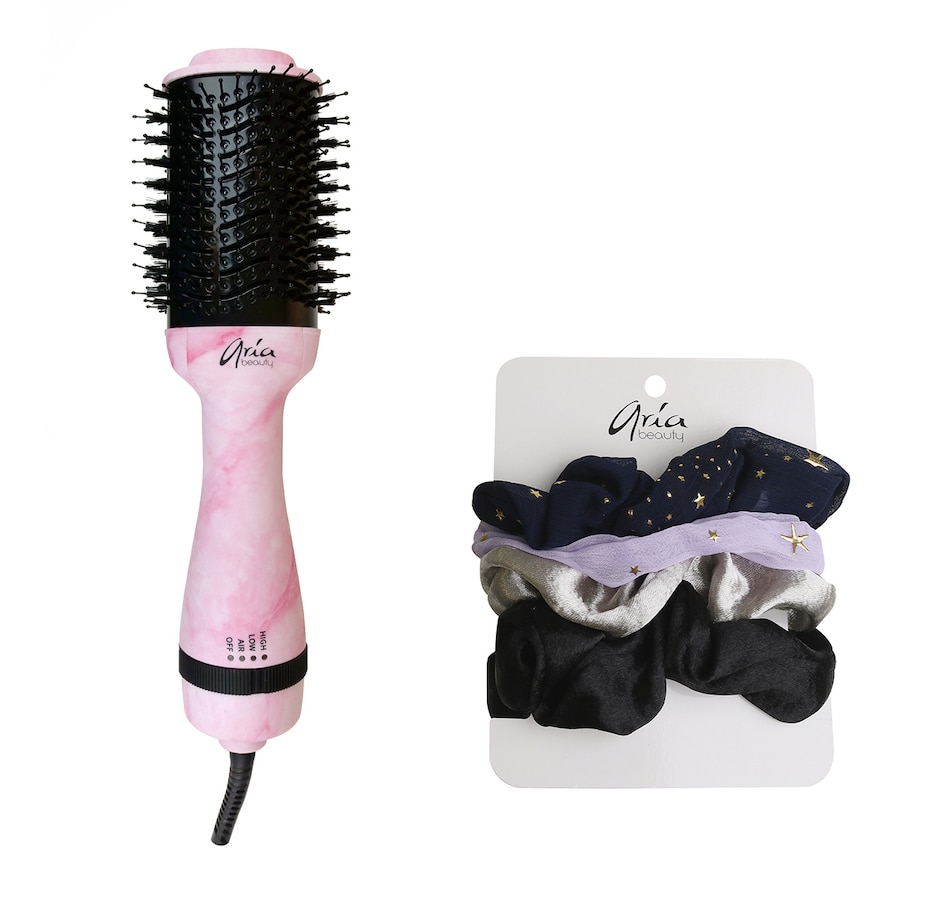 Image 728171.jpg, Product 728-171 / Price $89.99, Aria Beauty Pink Marble Blowdry Brush With Scrunchie Set from Aria Beauty on TSC.ca's Beauty department