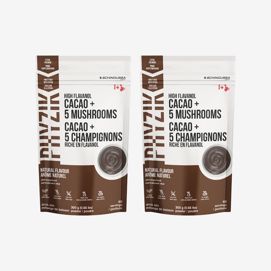 Image 728322.jpg, Product 728-322 / Price $70.00, Schinoussa High Flavanol Cacao + 5 Mushrooms Vital Superfood Duo from Schinoussa on TSC.ca's Health & Fitness department