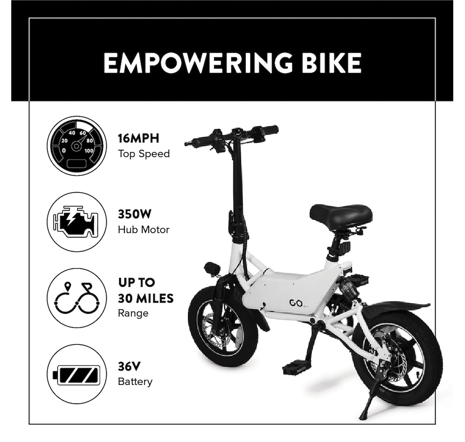 Image 728400_ALTMORE12.jpg, Product 728-400 / Price $799.00, GoPowerBike GoSpyder Foldable Electric City Bike (350W Motor /40km Range /24km/h Top Speed) from Go Power E-Bikes on TSC.ca's Health & Fitness department