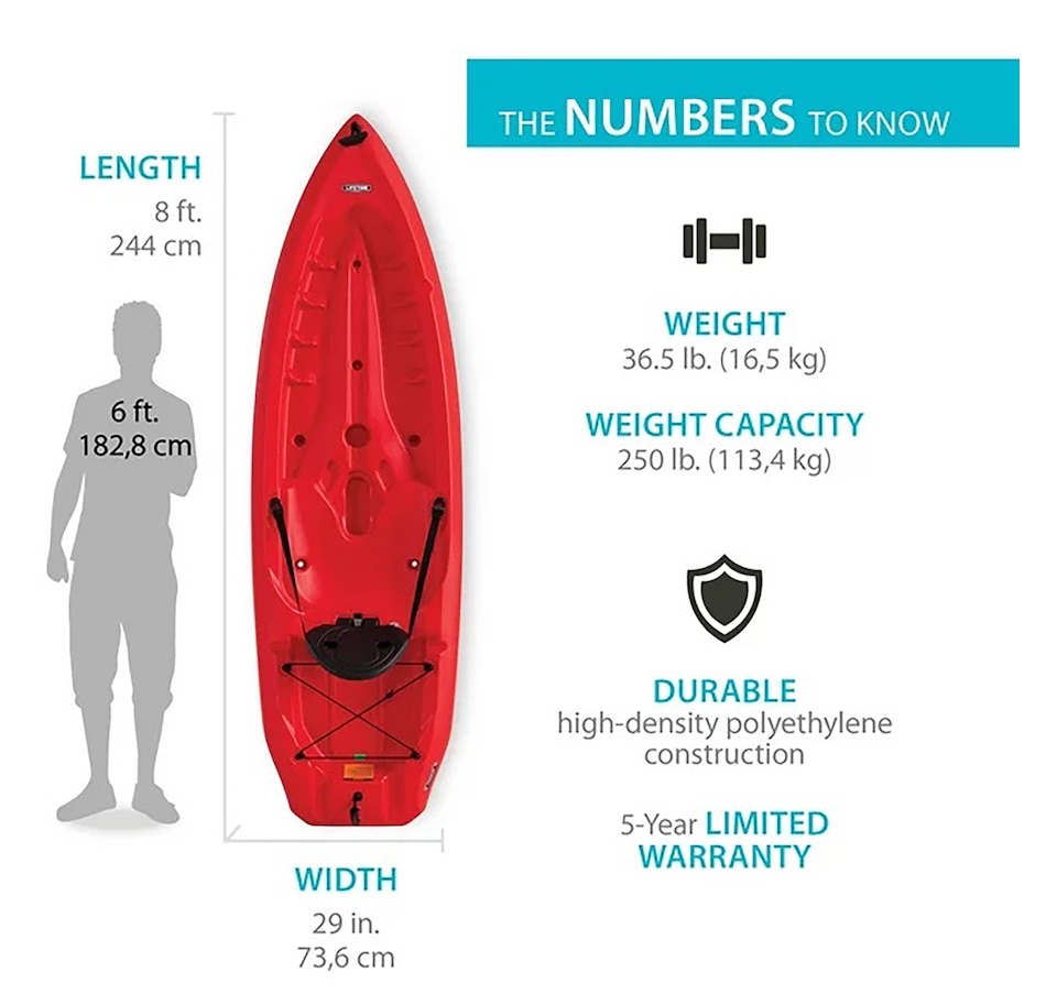 Image 728708_ALTMORE1.jpg, Product 728-708 / Price $479.99, Lifetime Daylite 80 Sit-On-Top Kayak With Paddle - Red from Lifetime on TSC.ca's Health & Fitness department