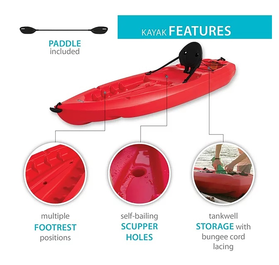 Image 728708_ALTMORE3.jpg, Product 728-708 / Price $479.99, Lifetime Daylite 80 Sit-On-Top Kayak With Paddle - Red from Lifetime on TSC.ca's Health & Fitness department