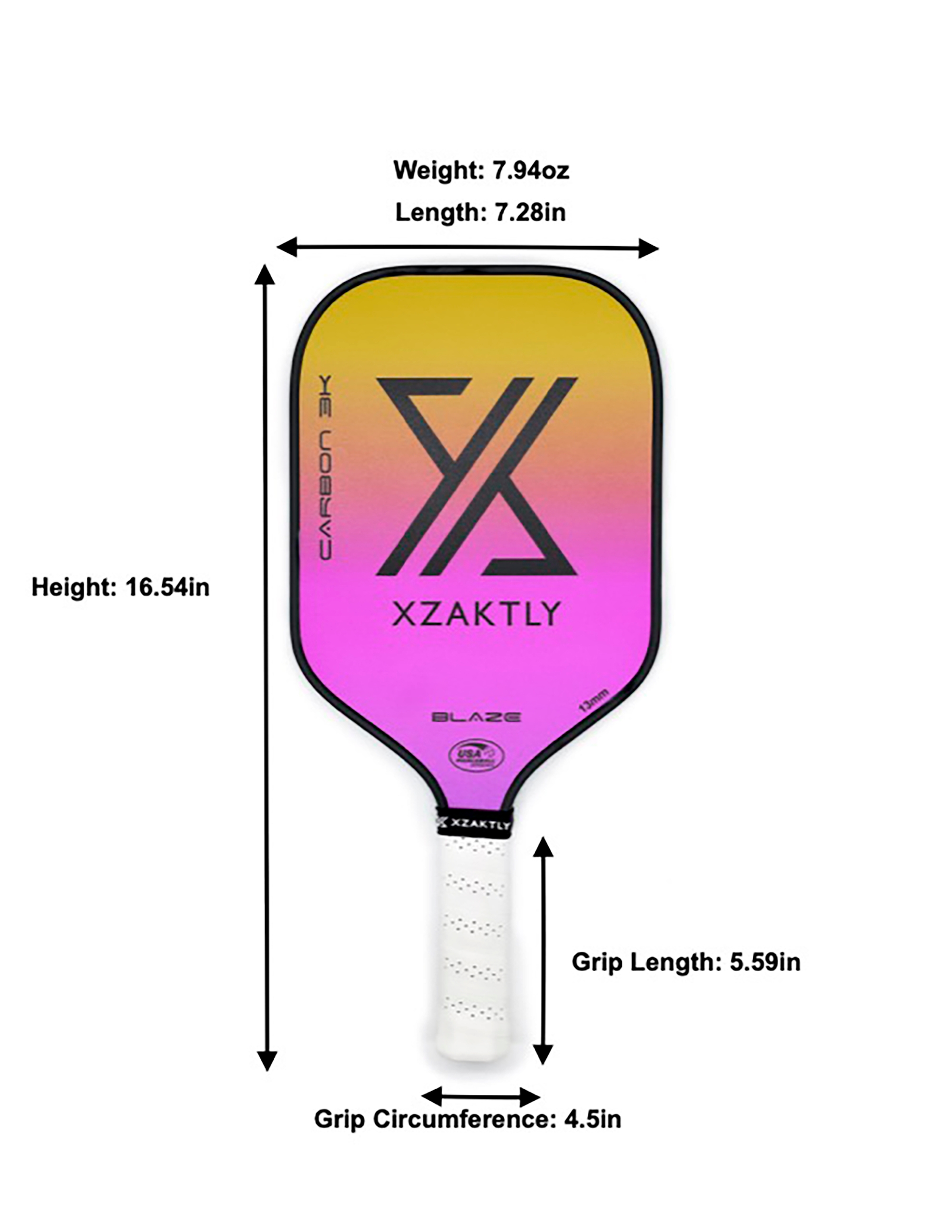 XZAKTLY Blaze 3K Carbon Fiber Pickleball Paddle - TSC.ca
