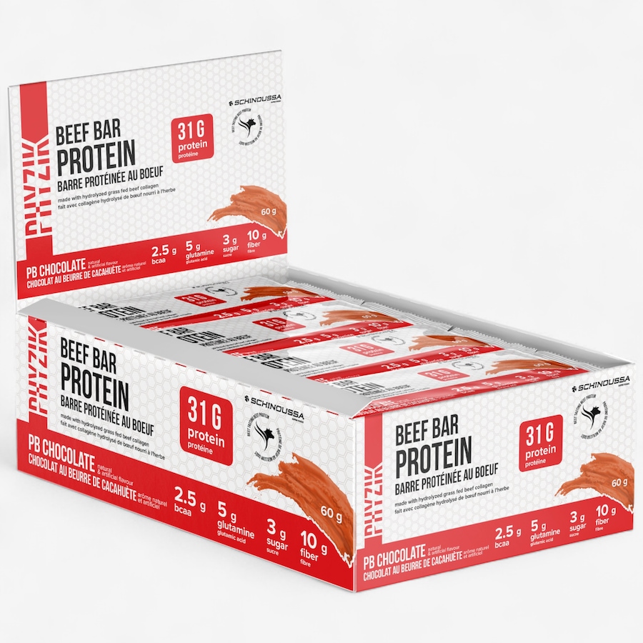 Image 728897_PEBU.jpg, Product 728-897 / Price $49.99, Schinoussa Phyzik Beef Protein Bar 12-Pack from Schinoussa on TSC.ca's Health & Fitness department