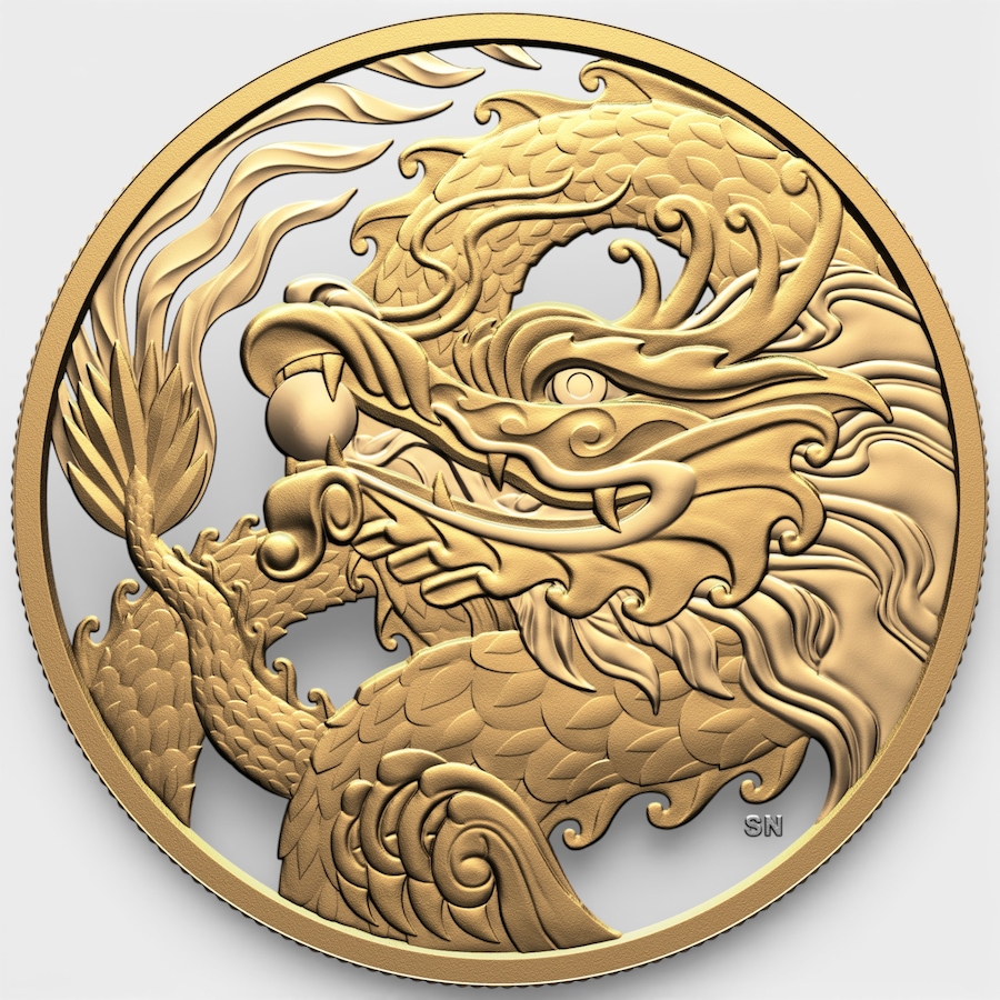 Image 728975_ALTMORE2.jpg, Product 728-975 / Price $1,368.88, 2026 $50 Fine Silver Triumphant Dragon Coin with Selective Gold Plating from Royal Canadian Mint (RCM) on TSC.ca's Coins department