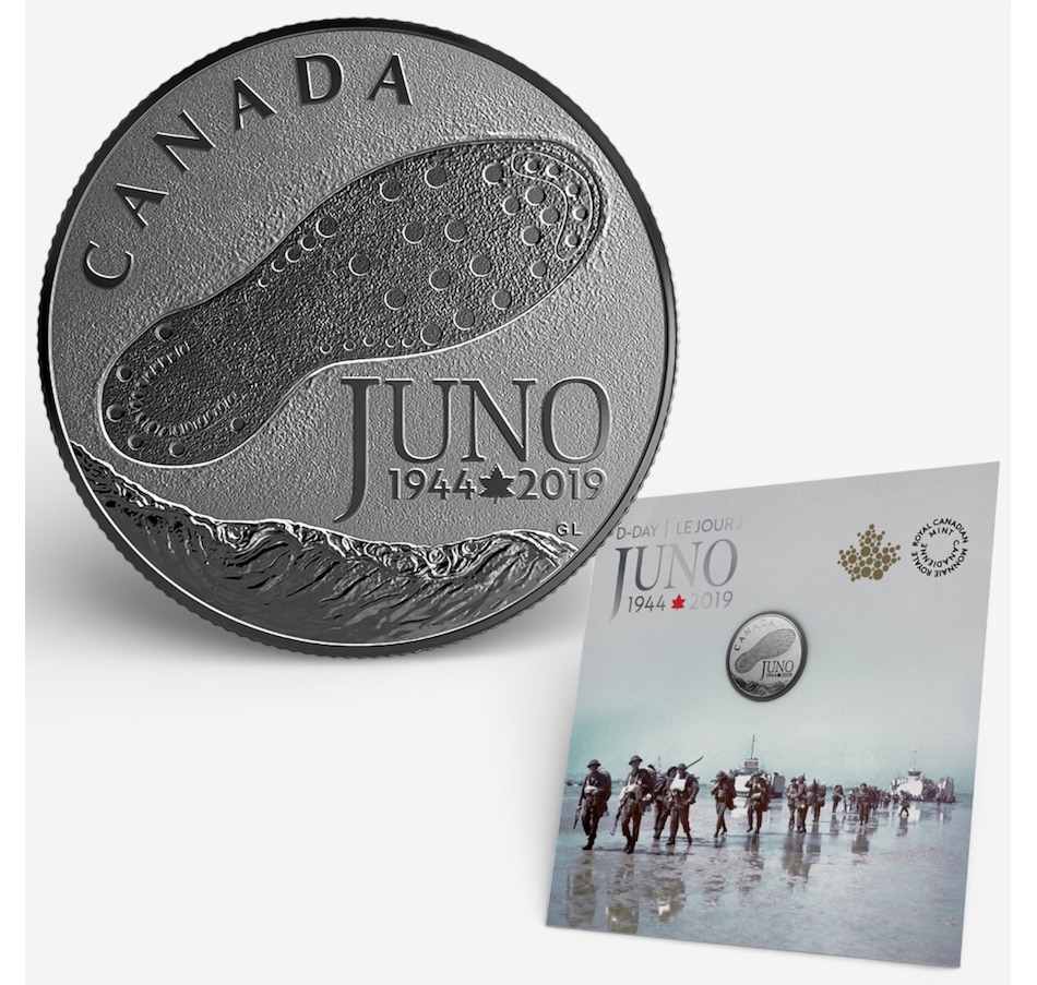 Image 728988.jpg, Product 728-988 / Price $59.95, 2019 $3 Fine Silver Coin 75th Anniversary of the Normandy Campaign from Royal Canadian Mint (RCM) on TSC.ca's Coins department
