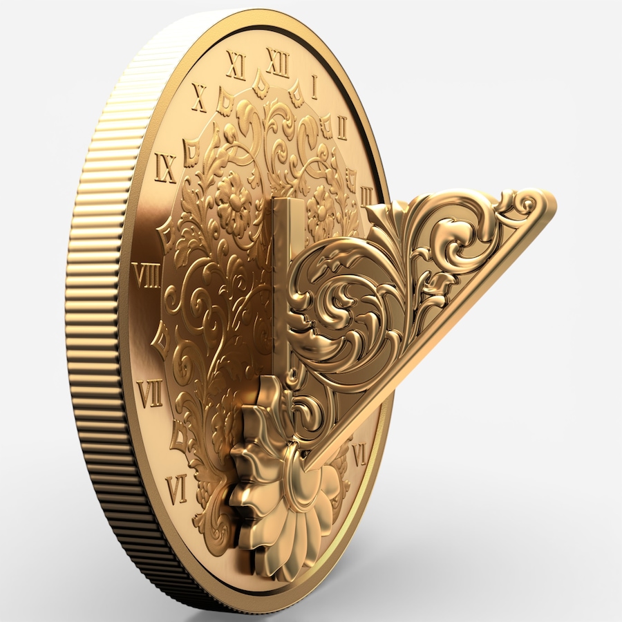 Image 728992_ALTMORE8.jpg, Product 728-992 / Price $289.95, 2025 $20 Gold Gilded Fine Silver 3D Sundial Coin from Royal Canadian Mint (RCM) on TSC.ca's Coins department
