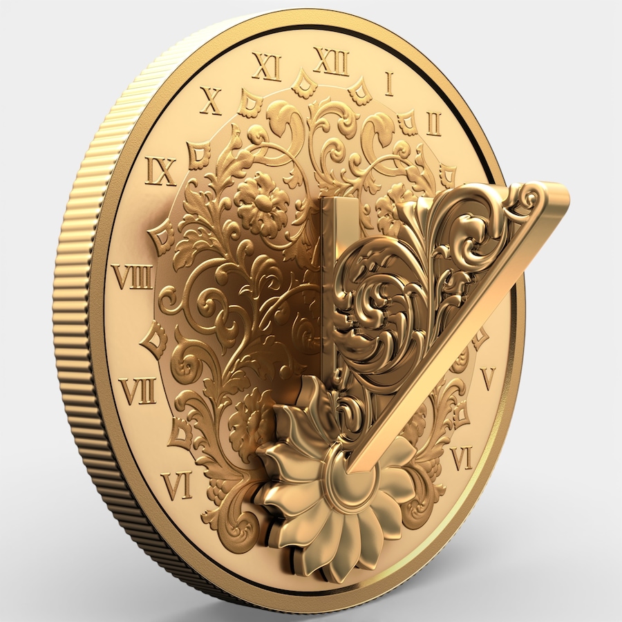 Image 728992_ALTMORE9.jpg, Product 728-992 / Price $289.95, 2025 $20 Gold Gilded Fine Silver 3D Sundial Coin from Royal Canadian Mint (RCM) on TSC.ca's Coins department