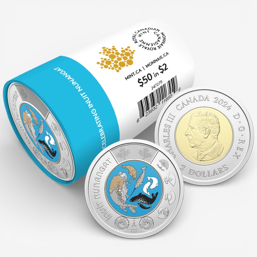 Image 729113.jpg, Product 729-113 / Price $99.95, 2024 $2 Celebrating Inuit Nunangat Special Wrap Roll (colour version, 25 coins per roll) from Royal Canadian Mint (RCM) on TSC.ca's Coins department