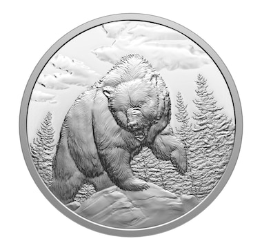 2023 $20 Fine Silver Grizzly Bear Ultra High Relief – Great Hunters