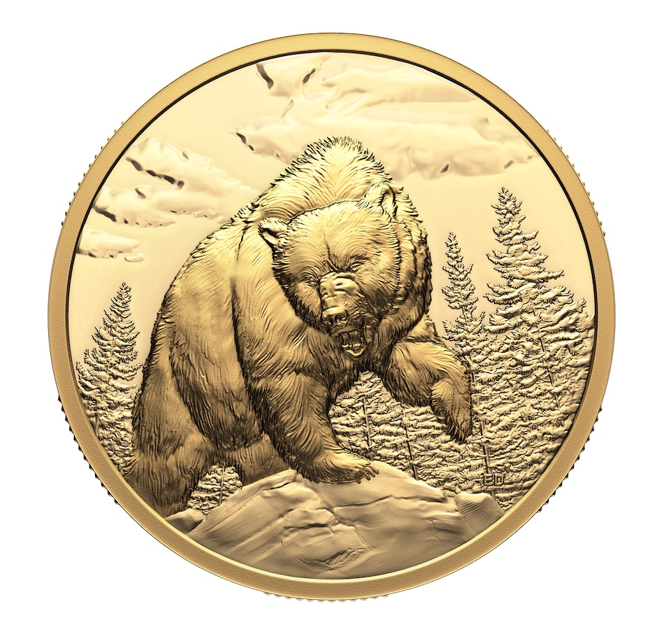 Image 729117.jpg, Product 729-117 / Price $4,449.95, 2023 $200 Fine Gold Grizzly Bear Ultra-High Relief Coin - Great Hunters from Royal Canadian Mint on TSC.ca's Coins department