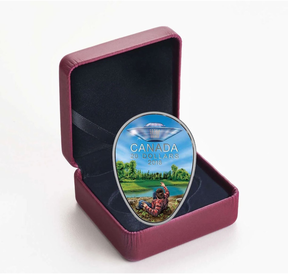 Image 729228_ALTMORE4.jpg, Product 729-228 / Price $999.95, 2018 $20 Fine Silver Coin The Falcon Lake Incident (Glow in the Dark) from Royal Canadian Mint (RCM) on TSC.ca's Coins department