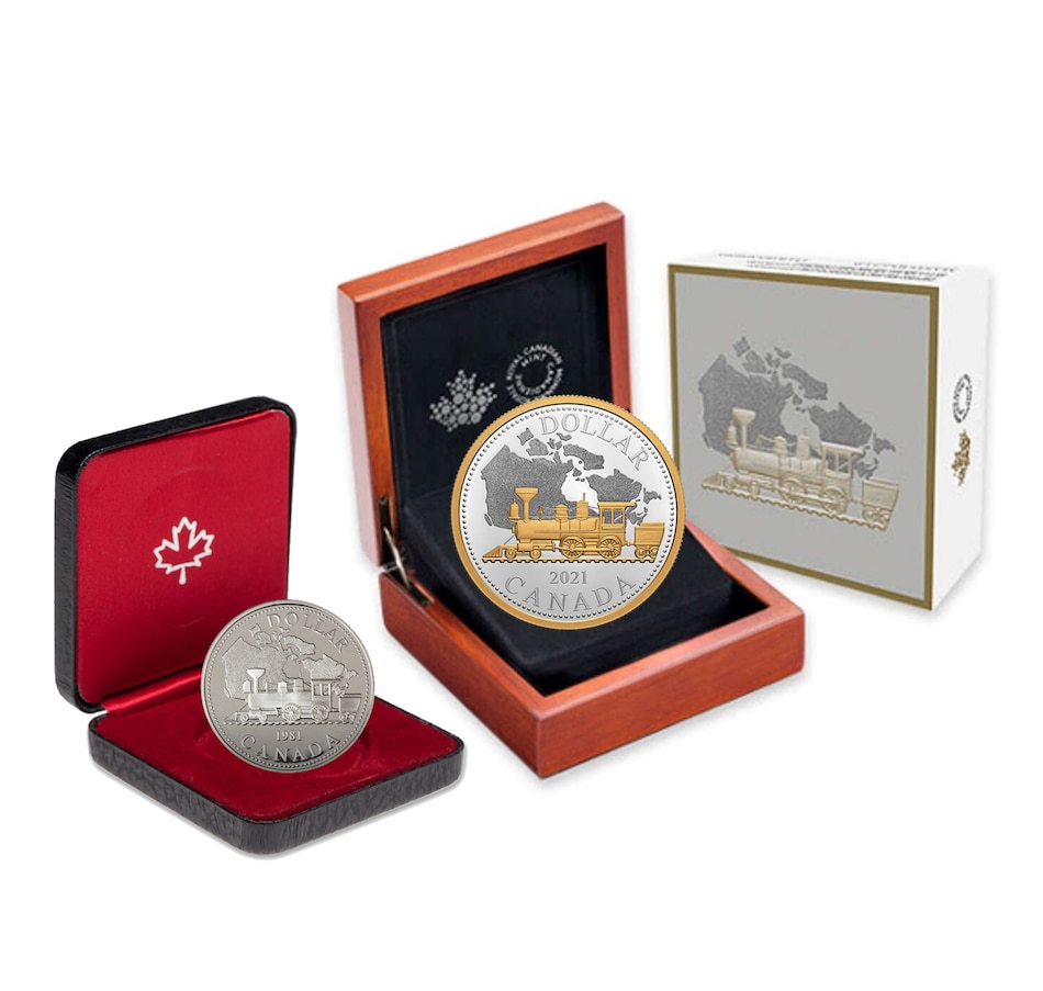 Image 729233.jpg, Product 729-233 / Price $324.90, 2021 $1 Renewed Silver Dollar: 140th Anniversary of the Trans-Canada Railway from Royal Canadian Mint (RCM) on TSC.ca's Coins department